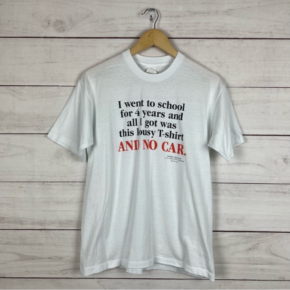 Vintage Tops - Vintage 1990s Funny Graduation T-Shirt Large